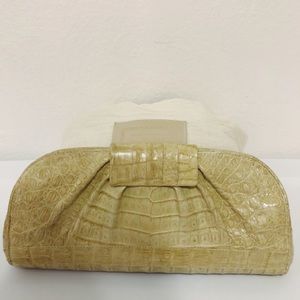 Nancy Gonzalez Clutch Genuine Crocodile Beige